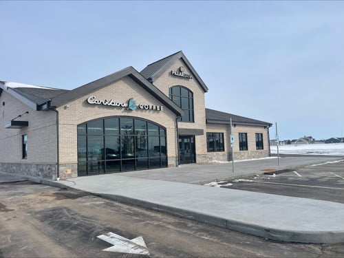 Storefront of the Caribou Coffee at 2868 County Hwy I in Chippewa Falls
