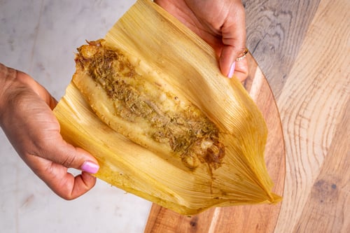Pork Tamales with Green Salsa