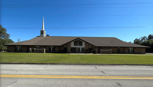 north side of the building