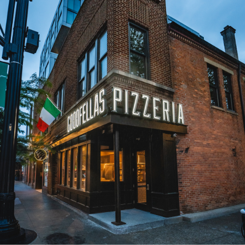 Exterior view of Goodfellas Pizzeria in Short North, Columbus