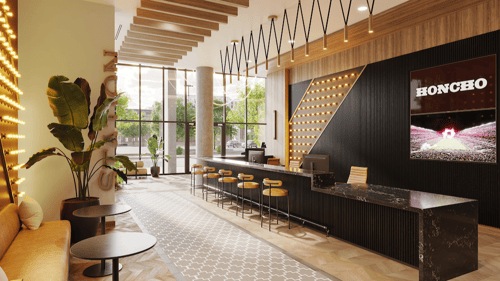 Rendering of Honcho lobby.