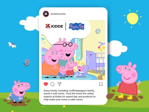 Image of a tablet with the Kidde instagram page showing the image of Peppa's new family.