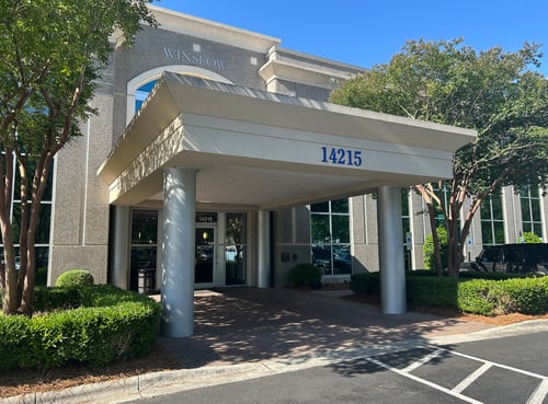 Front building entrance of Novant Health Ballantyne Pediatrics