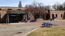 exterior photo of the Menard Center on the Aspirus Merrill Hospital campus
