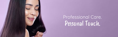Professional care personal touch. Lady with long silky hair