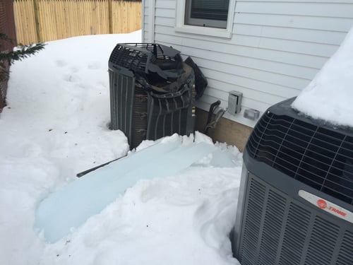 Replacing damaged heat pump unit