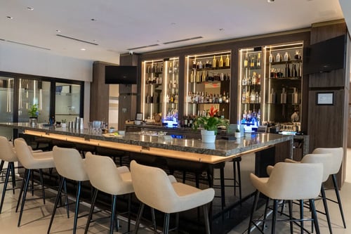 Bar seating at AC Lounge