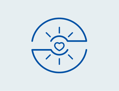 Shining heart surrounded by circle icon.