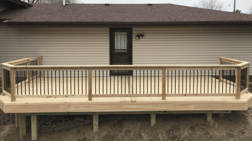 newly constructed deck addition on a house
