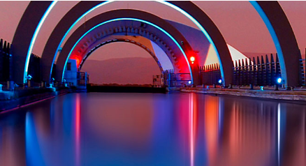 futuristic lit up arches