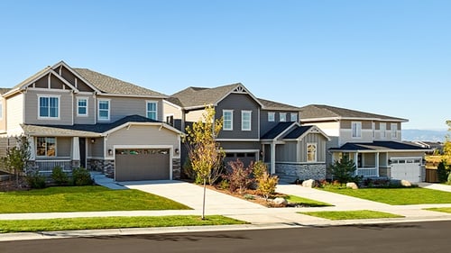 Three 2-story new construction homes built by Richmond American Homes in Denver, CO