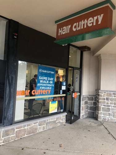 The front entrance of Hair Cuttery at Abington Shopping Center.
