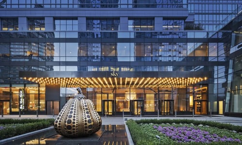 Apartment building main entrance at SKY in New York, NY 10036