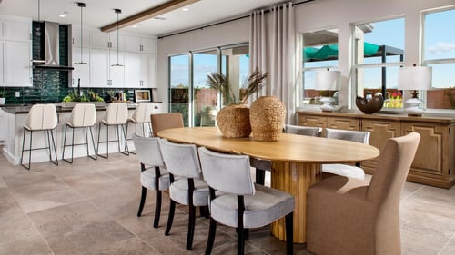 Open-concept kitchens seamlessly flowing into casual dining spaces