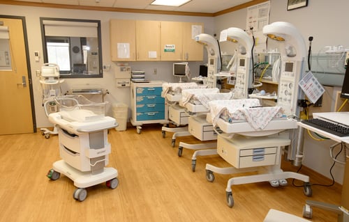 Your infant will be placed in one of our bassinets during their stay. Infants must be transported to and from the nursery in the bassinet. For safety and security reasons, infants are never to be carried in the hallways.