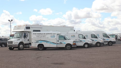 Fleet of ASAP Mobile RV Service LLC Trucks