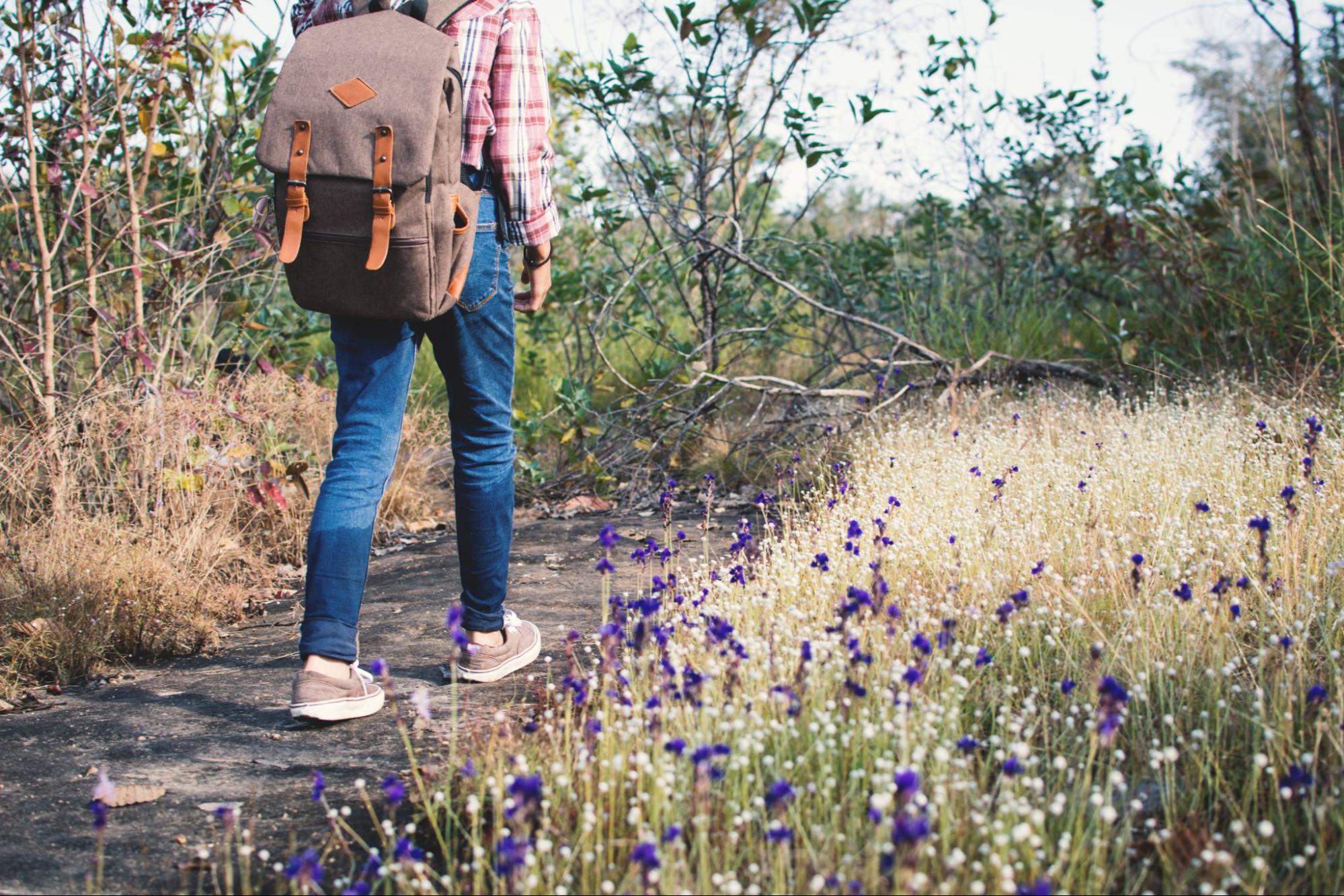 person walking out in nature