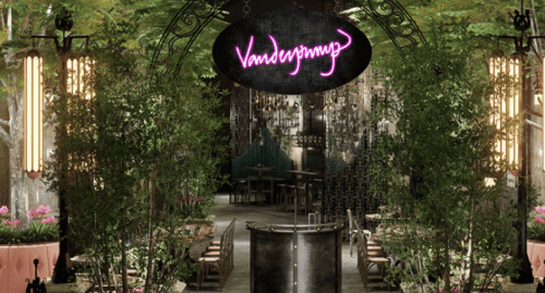 Vanderpump Cocktail Garden Main Entrance. Lisa Vanderpump brings to Vegas Vanderpump Cocktail Garden at Caesars Palace, the newest hotspot featuring a hand-crafted cocktail menu and a selection of small bites, making it the perfect way to start the night. Vanderpump Cocktail Garden is the newest Vegas hotspot, featuring a hand-crafted cocktail menu and a selection of small bites, making it the perfect way to start the night.