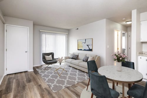 Spacious furnished living room, Fish Creek Apartments, Norwalk, IA