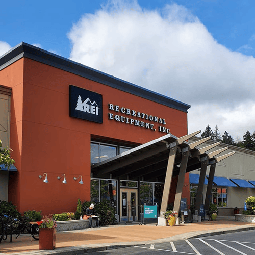 The front of the REI in Issaquah, Washington