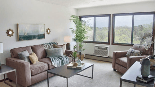 Living Room at Cambridge Towers Apartments, Hopkins, MN, 55343
