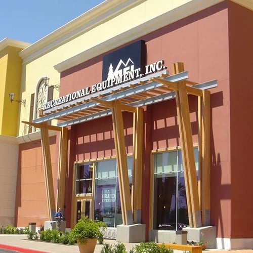 The front of the REI store in Huntington Beach, California