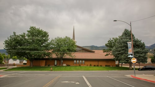 Church building exterior of The Church of Jesus Christ of Latter-day Saints located at 400 East Center in Ephraim Utah