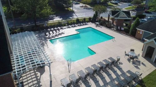 Pool with expansive sundeck.