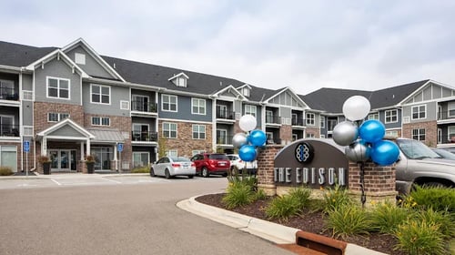 Modern apartment building at The Edison at Avonlea in Lakeville, MN