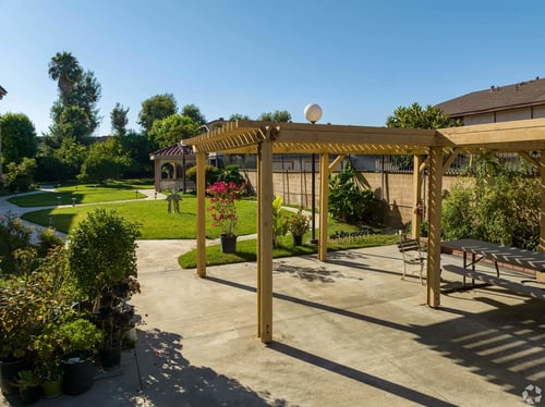 Community's Green Outdoors at Flamingo Garden Senior Apartments in El Monte, CA 91732