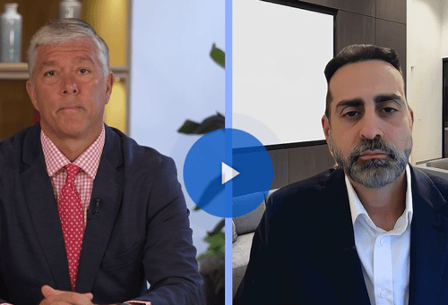 two men talking in split screen view