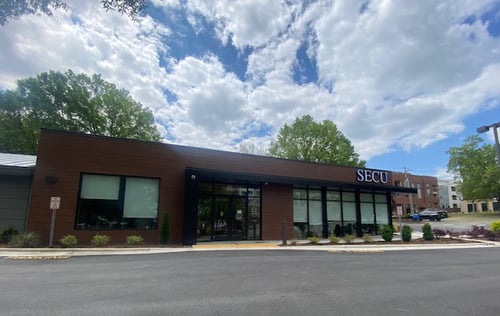 Outside view of the State Employees' Credit Union Raleigh-Village District branch