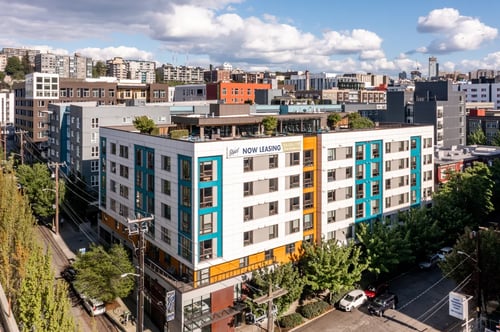 Property exterior at Rivet Apartments in Seattle, WA 98109