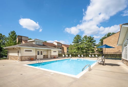 Sparkling swimming pool at The Apartments at Elmwood Terrace in Frederick, MD 21702