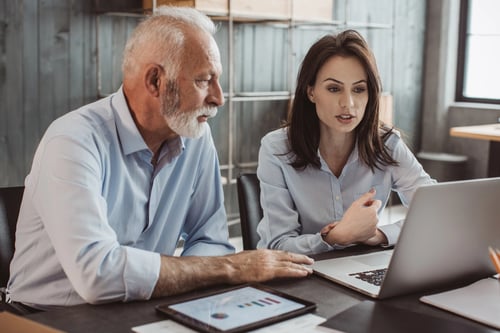 Senior businessman meeting with advisor