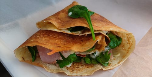 Greens and ham crepe