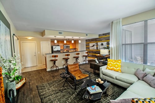 Living room at West Inman Lofts in Atlanta, GA