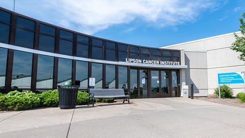 Exterior image of the Lipson Cancer Institute at Rochester Regional Health Unity Hospital