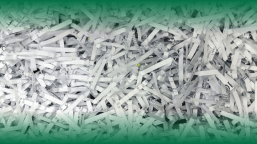 Close-up of short strips of shredded paper