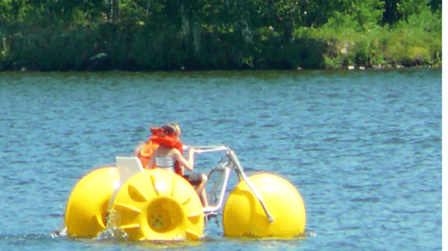 person on a water bike on the lake