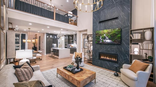 Open-concept home designs with two-story great rooms