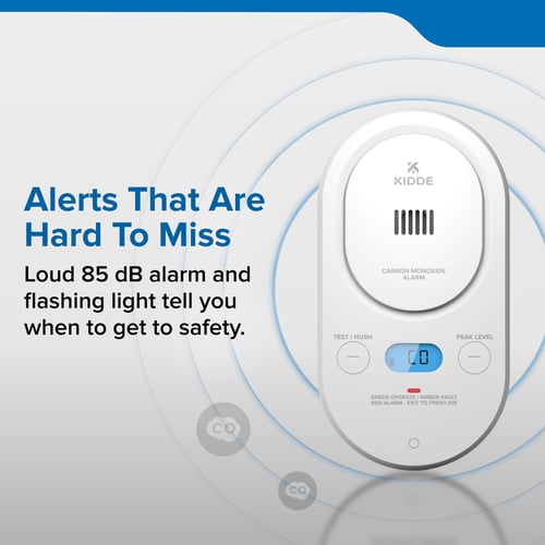 Alerts that are hard to miss. Loud 85 dB alarm and flashing light tell you when to get to safety.