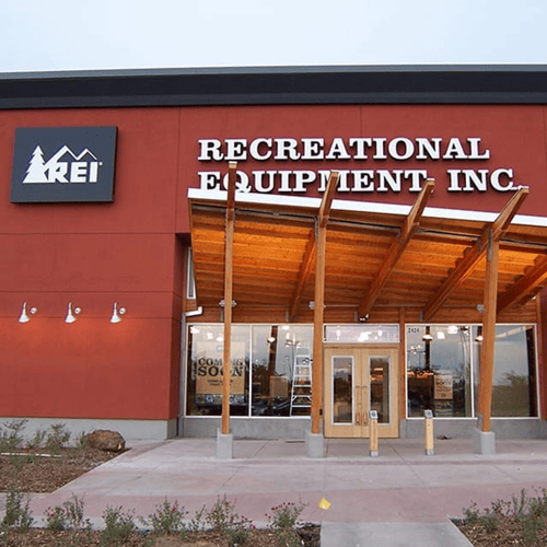 The front of the REI store in Plano, Texas