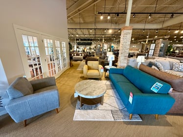 Mid century modern group at Slumberland Furniture Champaign.