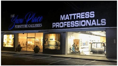 night view of store front