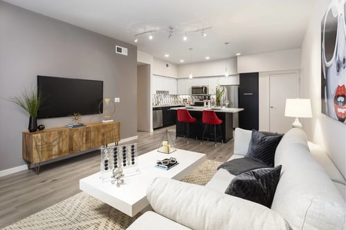 Luxury Living Area at LUX by Garden in University City, San Diego, CA