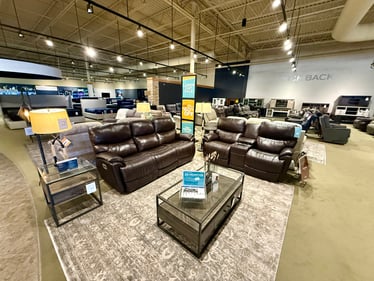 Leather power reclining La-Z-Boy group at Slumberland Furniture Champaign.
