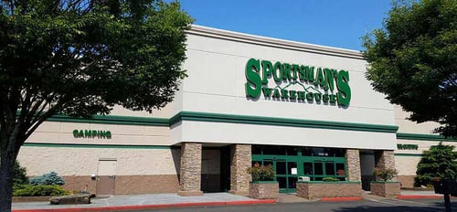 The front entrance of Sportsman's Warehouse in Portland