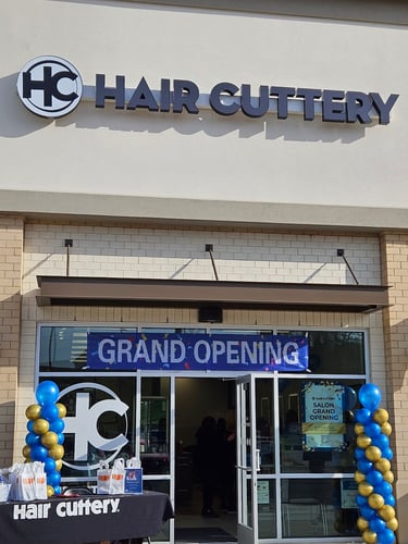 Outside the grand opening at Hair Cuttery in Embrey Mill Town Center