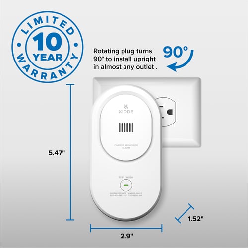 Rotating plug turns 90° to install upright in almost any outlet.